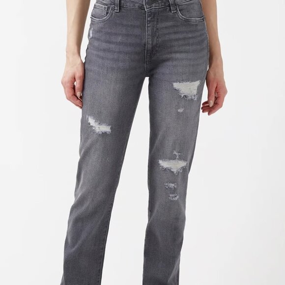 Buffalo David Bitton Women’s High Rise Straight Jayden Gray Distressed Denim‎ - Picture 1 of 6